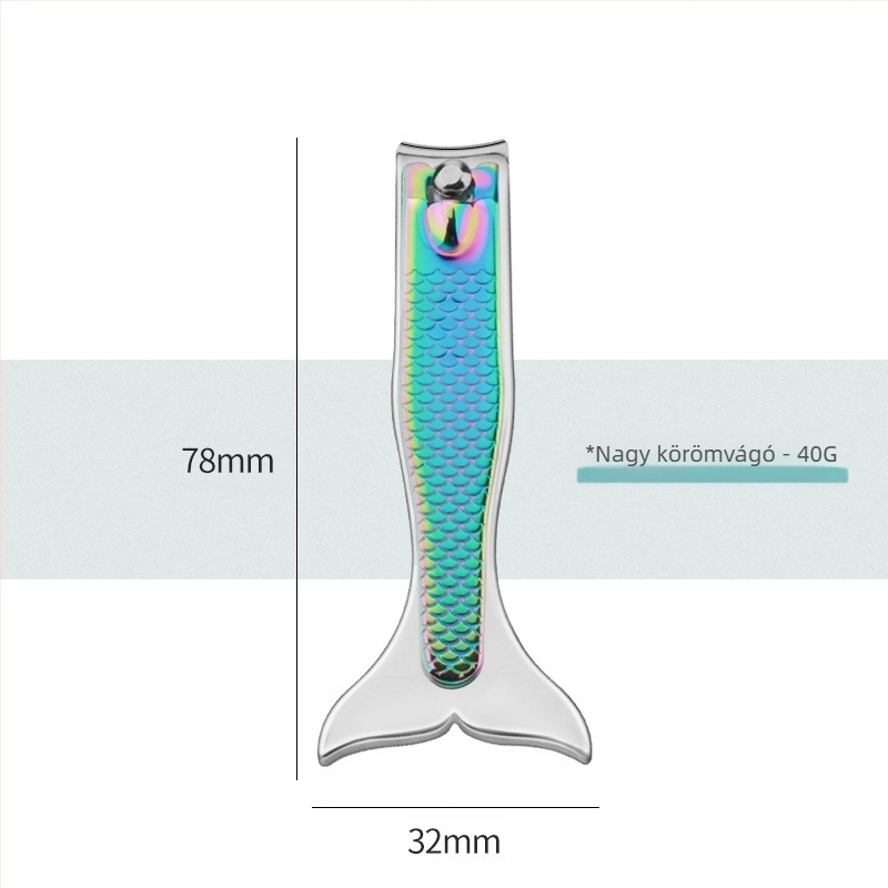 Rozsdamentes acél körömcsipesz készlet, sellőfarok dizájn, hordozható, otthoni stílus, OEM