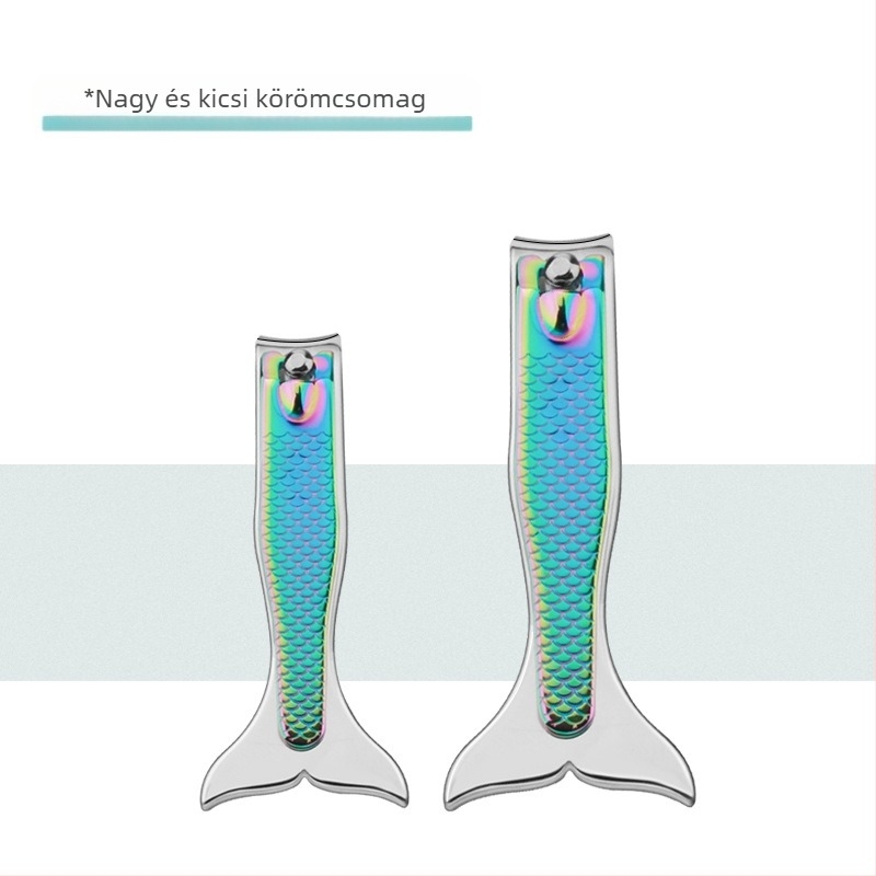 Rozsdamentes acél körömcsipesz készlet, sellőfarok dizájn, hordozható, otthoni stílus, OEM