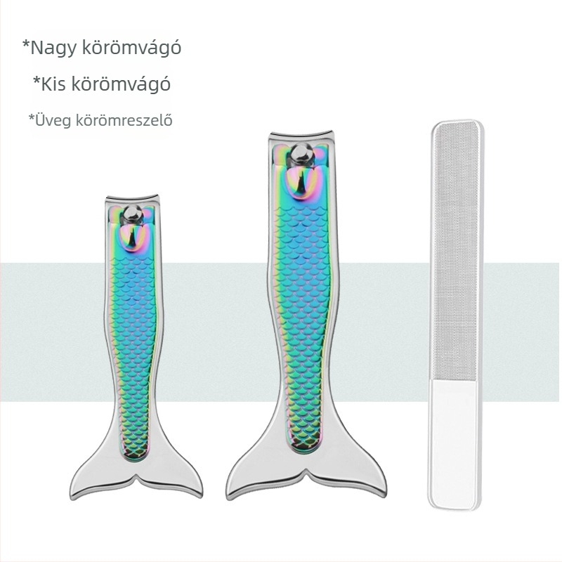 Rozsdamentes acél körömcsipesz készlet, sellőfarok dizájn, hordozható, otthoni stílus, OEM