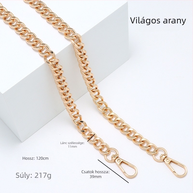 Fém vállpánt dupla oldalú lánccal – kopásálló táskalánc csere