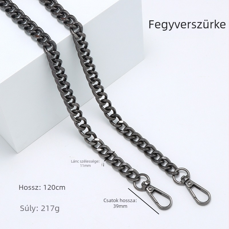 Fém vállpánt dupla oldalú lánccal – kopásálló táskalánc csere