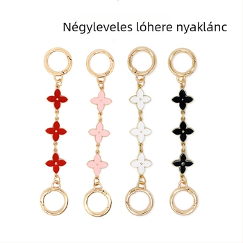 Xinhe márkájú táskákhoz való láncos kiegészítő csepegő olajos felülettel, négylevelű lóhere motívum, fém