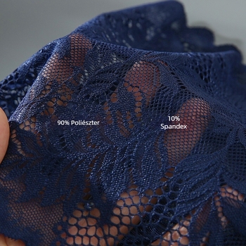 Női csipkés magas derekú bugyi — seamless, virágos mintázat, pamut belső rész, fő anyag nylon 90–95%, középmagas derék