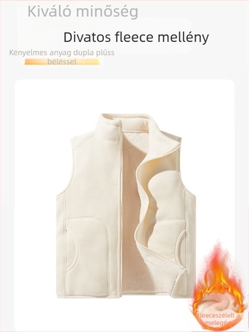 Fleece mellény - Uniszex, polár béléssel, vastag meleg, ujj nélküli, kültéri használatra