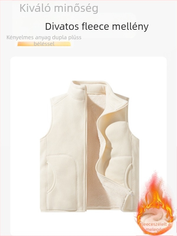 Fleece mellény - Uniszex, polár béléssel, vastag meleg, ujj nélküli, kültéri használatra