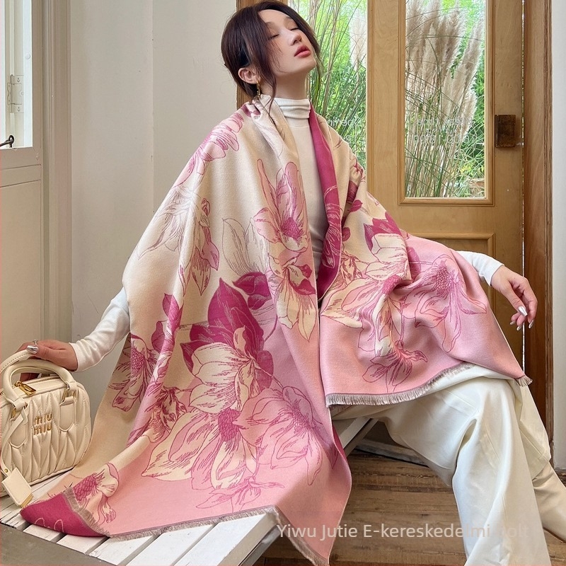 Mesterséges kasmír sál, meleg, pamut-keverék, jacquard felület, elegáns minimalista dizájn