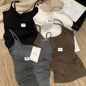 Női viszkóz melltartó-camisole beépített párnával, U-nyakú, vastag anyag 251–300 g/m², velúr részletekkel