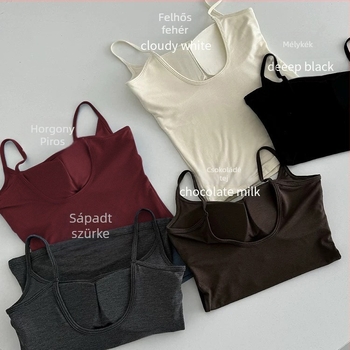 Női viszkóz melltartó-camisole beépített párnával, U-nyakú, vastag anyag 251–300 g/m², velúr részletekkel