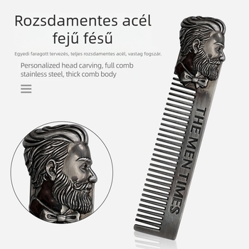 Szakállfésű és szakáll ecset készlet lótuszfából férfiak számára