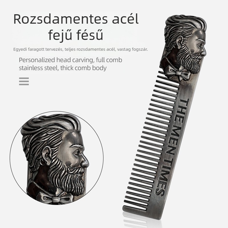 Szakállfésű és szakáll ecset készlet lótuszfából férfiak számára