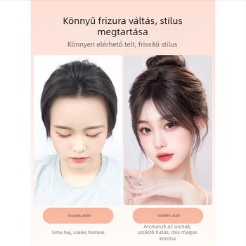 Női paróka középső részű frufruval, kézzel kötött, hőálló szálakból készül, rugalmas, élethű megjelenés