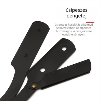 Fanru kézi borotva rozsdamentes acélból, vintage borbély-stílusú, kétélű penge és pengetartóval