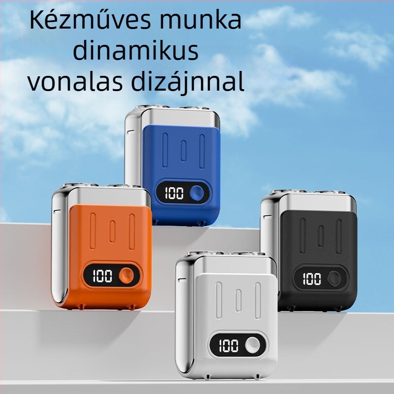 Elektromos borotva LED-kijelzővel, lebegő fejű rotációs fej, két penge, beépített 300–500 mAh akkumulátor, akár 60 perc működés, levehető és mosható penge