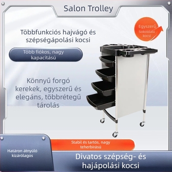 5-szintes mobil műanyag szépség- és fodrászati szalonkocsi eszközök és tárolásra
