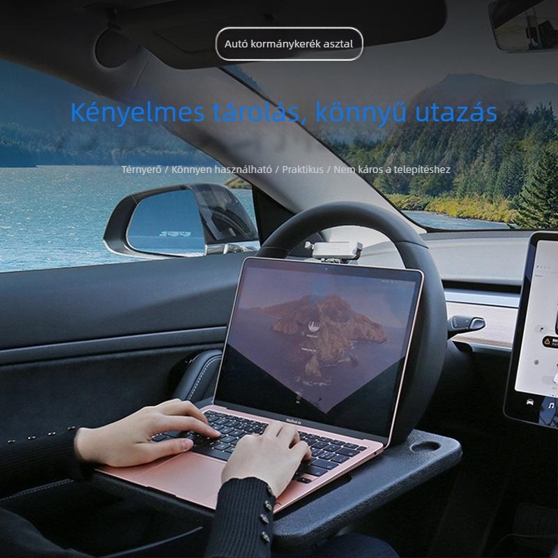 Autó laptop-tartó és étkező tálca — ABS, Modell 3610, Márka Qunchi, Nyomtatott logó, Licencelt magán címke