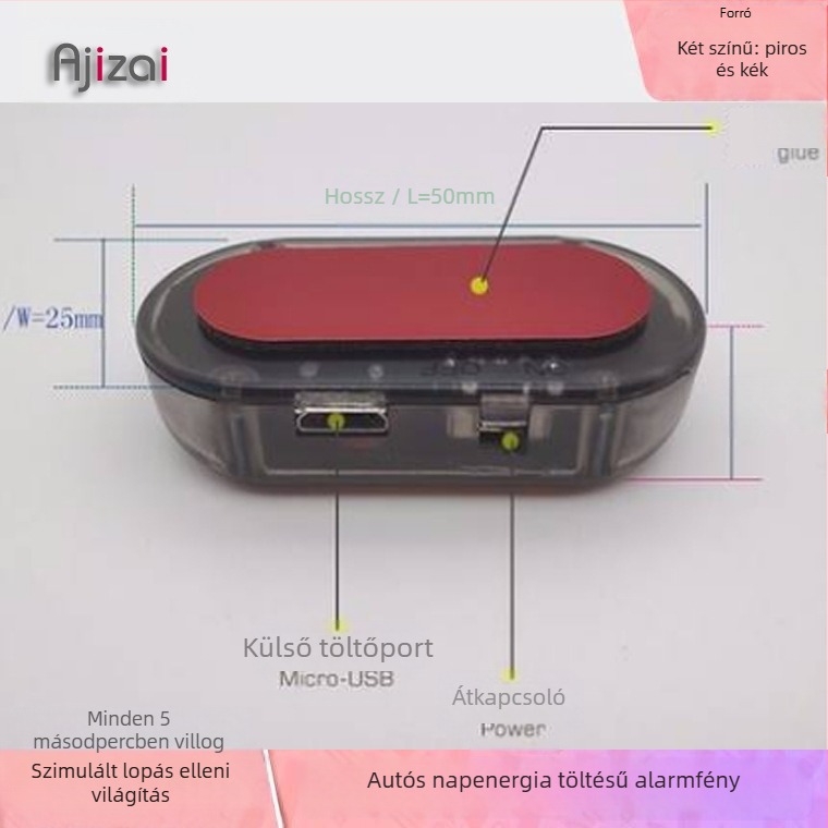 Ajizi LED vezeték nélküli figyelmeztető fény autóhoz, ABS ház, modell 172, univerzális kompatibilitás
