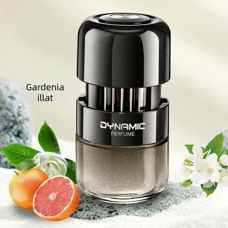 Autós aromaterápiás diffúzor üveg parfüm tartóval, Gardenia illat, szagtalanítás és formaldehid eltávolítás, üléshez rögzíthető telepítés