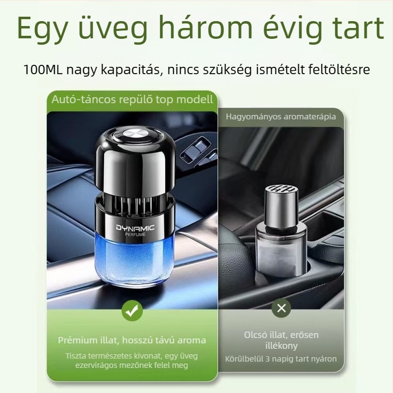 Autós aromaterápiás diffúzor üveg parfüm tartóval, Gardenia illat, szagtalanítás és formaldehid eltávolítás, üléshez rögzíthető telepítés