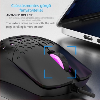 RAIKU G701 USB-s játékegér, 6 gomb, fonott 1,5 m kábel