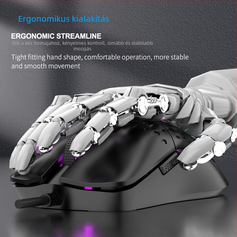 RAIKU G701 USB-s játékegér, 6 gomb, fonott 1,5 m kábel