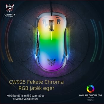 ONIKUMA vezetékes gaming egér, 12800 DPI, 7 gomb, USB, hatfokozatú felbontás-szabályozás, 1,6 m kábel, ergonikus kialakítás