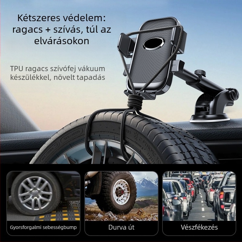Mo jile Autótelefon-tartó vákuumos rögzítéssel a műszerfalon, univerzális kompatibilitás, anti‑shake dizájn, márka testreszabás