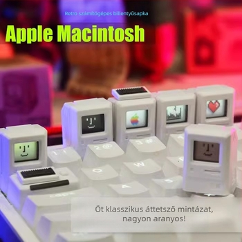 Macintosh-stílusú retro átlátszó billentyűtárcsák mechanikus billentyűzetekhez az 1980-as évekből