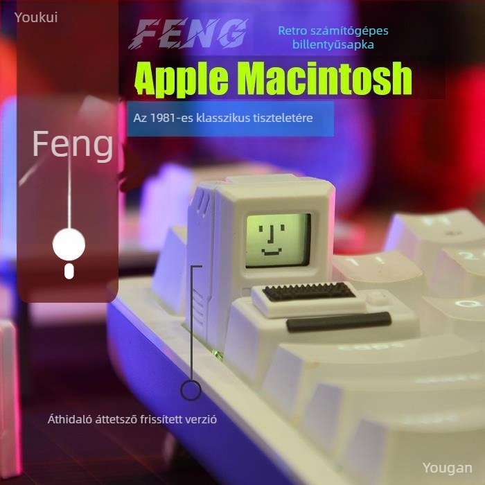 Macintosh-stílusú retro átlátszó billentyűtárcsák mechanikus billentyűzetekhez az 1980-as évekből