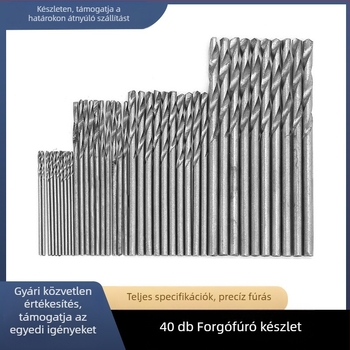Csavarfúrókészlet egyenes nyelekkel, gyorsacélból, mini méretű, 40 db