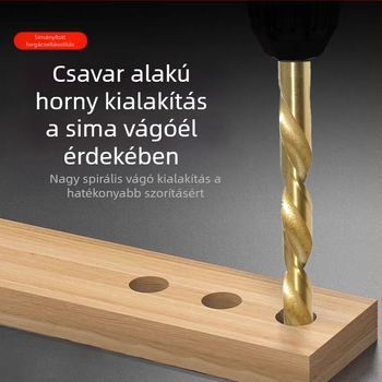 Titán bevonatú spirálfúró készlet fához, 50 db, egyenes markolattal, elektromos fúróhoz