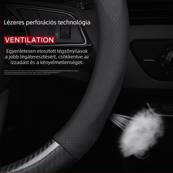  Ultra vékony kormánykerék-fedő, D-típusú csúszásmentes, izzadság-abszorbáló, univerzális minden évszakhoz, szintetikus rost felület