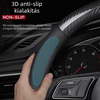  Ultra vékony kormánykerék-fedő, D-típusú csúszásmentes, izzadság-abszorbáló, univerzális minden évszakhoz, szintetikus rost felület