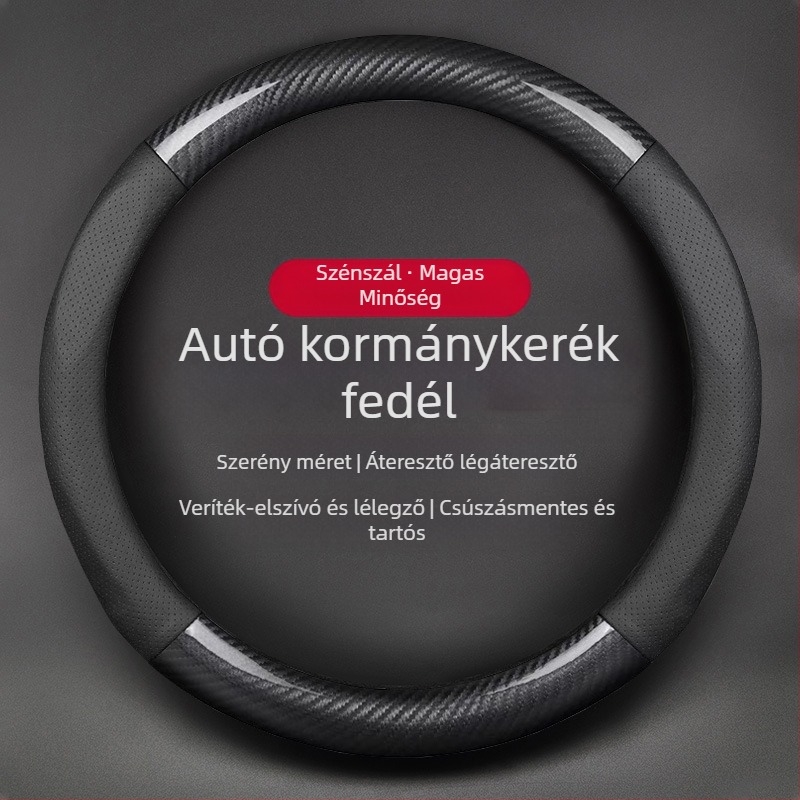  Ultra vékony kormánykerék-fedő, D-típusú csúszásmentes, izzadság-abszorbáló, univerzális minden évszakhoz, szintetikus rost felület