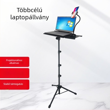 Padlón álló projektor tartó tálcával, fúrás nélküli, állítható magasságú, teleszkópos, diecast anyagból