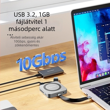 M.2 NVMe SSD tok és dokkoló HDMI-vel, USB-C 3.2, alumíniumötvözet, 2 TB-ig támogatott