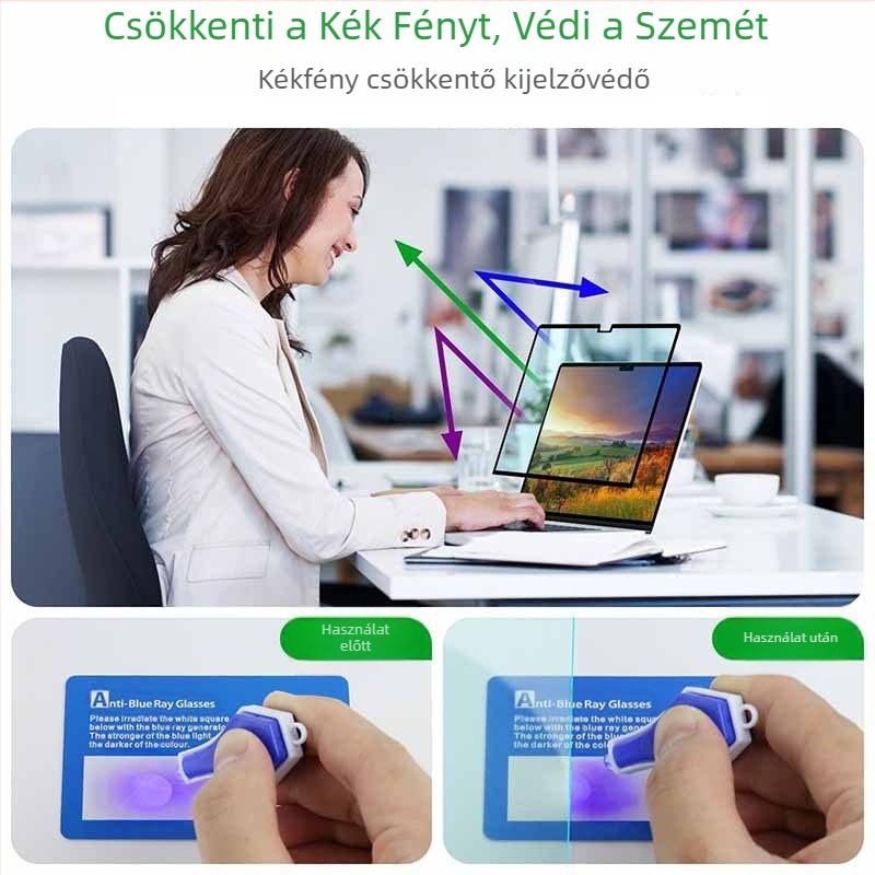 MacBook Pro mágneses kékfényvédő fólia matt antireflex felülettel, PET háromrétegű anyag, felületkezelés, MacBook Pro-hoz