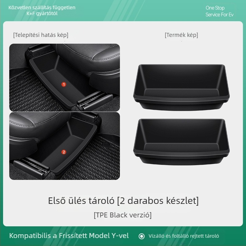 Tesla Model Y ülés alatti tárolódoboz — vízálló műanyag szervező az ülés aljához