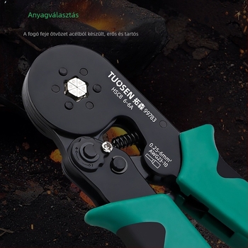 Tuosen cső típusú terminálkrimpelő fogó, tű alakú vezetékhez, önújraindító fogaskerék mechanizmus, magas széntartalmú acél, súly 0.58