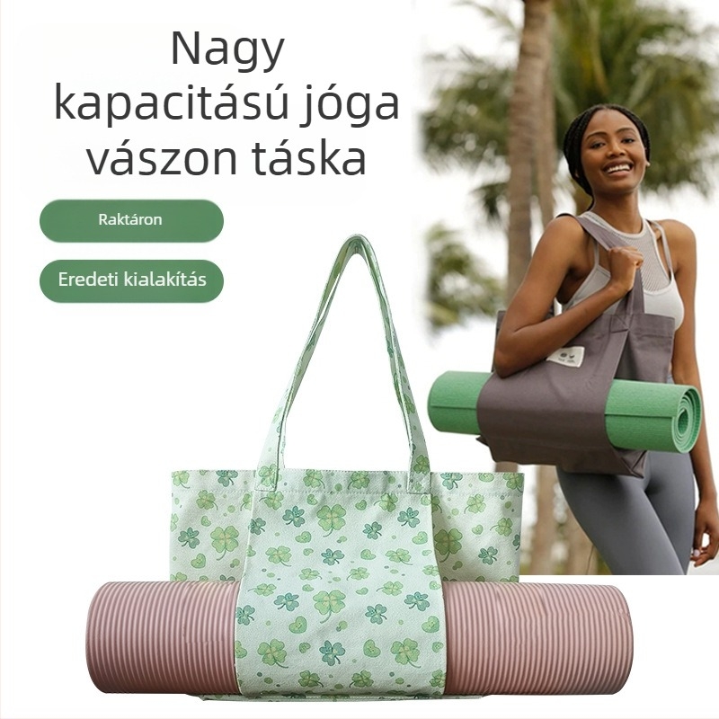 Virágos jóga matrac tároló vászontáska, digitális nyomtatással, testre szabható logó, 260 g, logóval