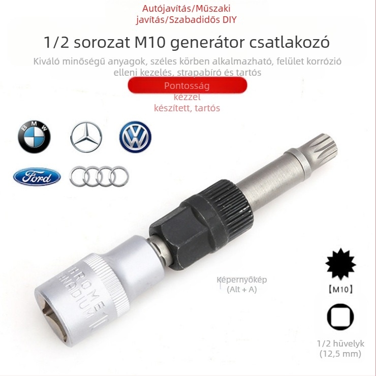 Generátor szíjtárcsa eltávolító eszköz - kompatibilis VW, Audi A6, BMW, Ford - Tartalmaz kulcsot