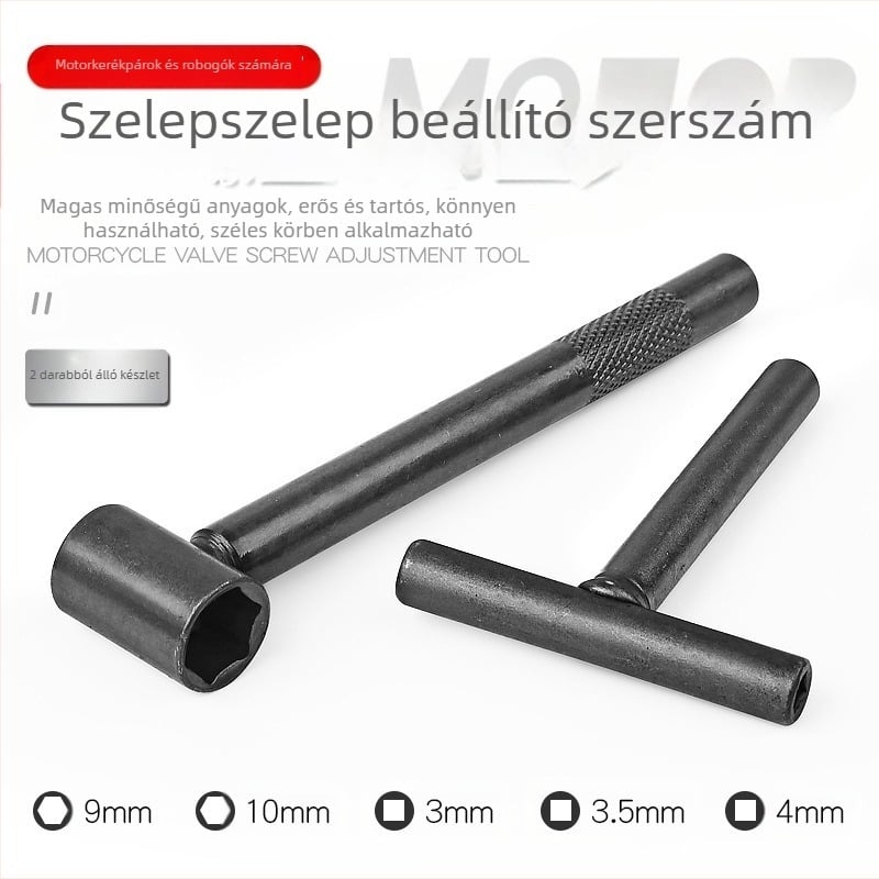Motorkerékpár szelephézag-szabályozó kulcs, hordozható eszköz a szelephézag szabályozásához; magas széntartalmú acélból, polírozott felület, 0.12 kg