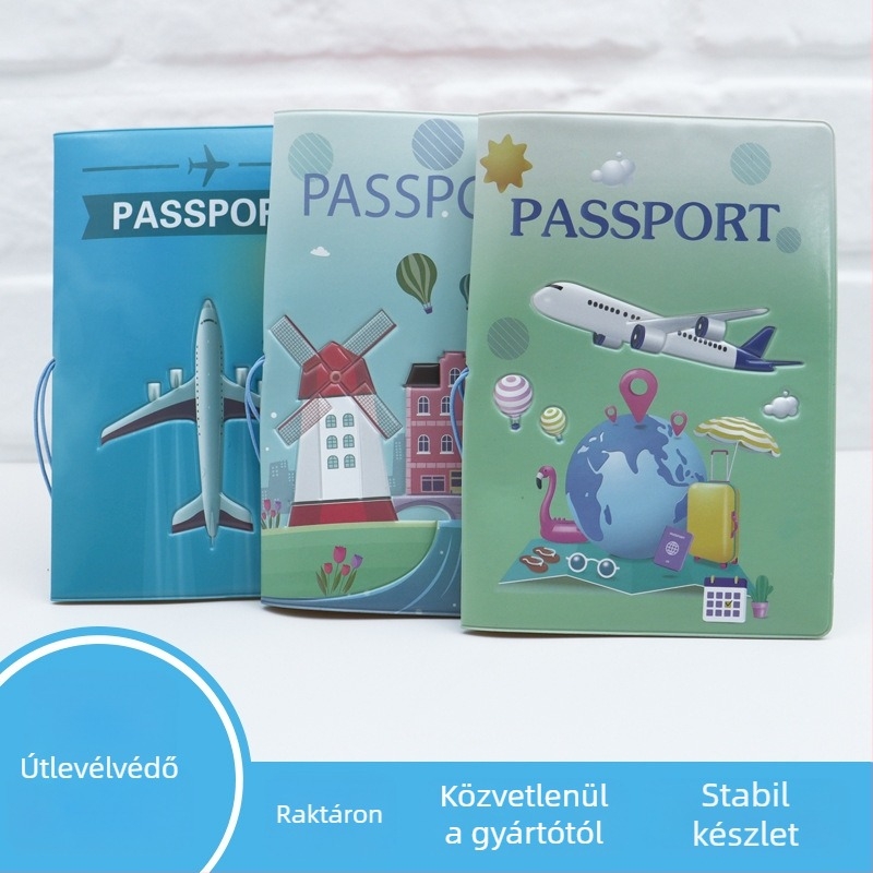 Útlevél- és személyazonosító tartó – PVC test, szintetikus bőr bélés, táj mintázat, semleges design mindkettő nem számára, mindennapi használatra