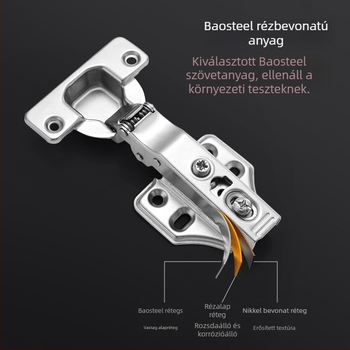 Kétfokozatú csillapított zsanér szekrény- és garderobajtókhoz, Baosteel hemp fabric anyaggal, elektroplakált felülettel