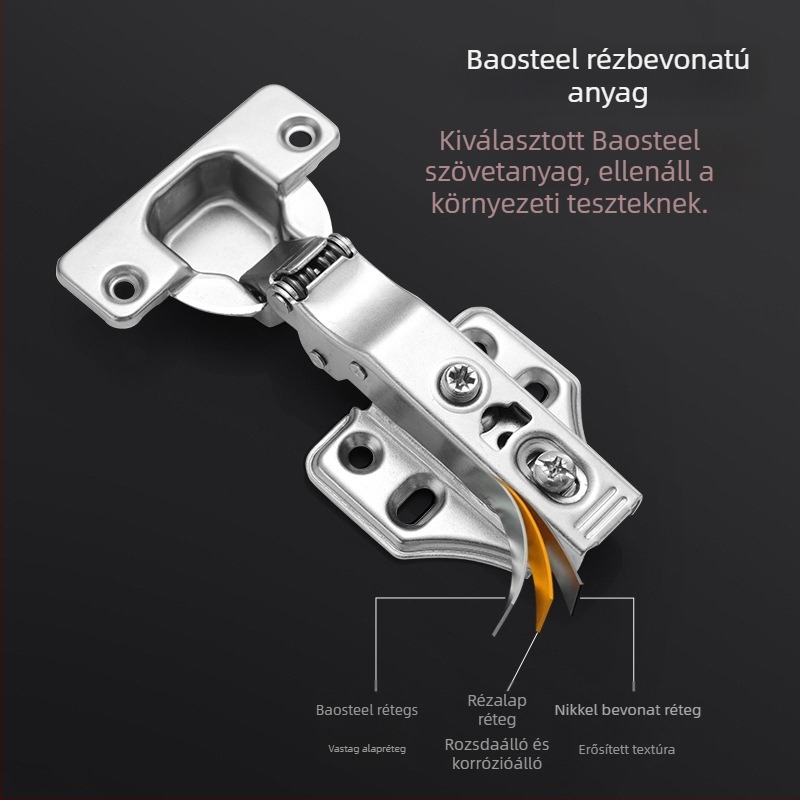 Kétfokozatú csillapított zsanér szekrény- és garderobajtókhoz, Baosteel hemp fabric anyaggal, elektroplakált felülettel