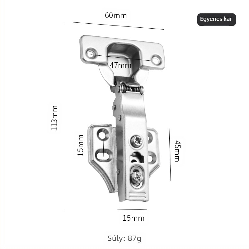 Kétfokozatú csillapított zsanér szekrény- és garderobajtókhoz, Baosteel hemp fabric anyaggal, elektroplakált felülettel