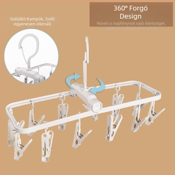 Összecsukható ruhaszárító állvány zoknikhoz, több bilincs, modell DGNYJ-1, műanyag