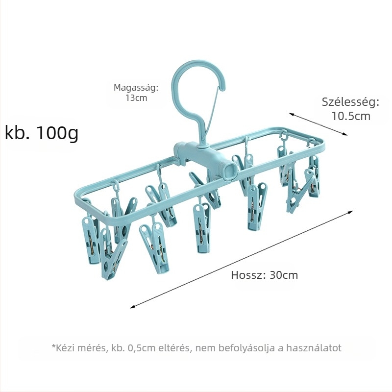 Összecsukható ruhaszárító állvány zoknikhoz, több bilincs, modell DGNYJ-1, műanyag