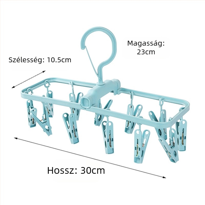 Összecsukható ruhaszárító állvány zoknikhoz, több bilincs, modell DGNYJ-1, műanyag