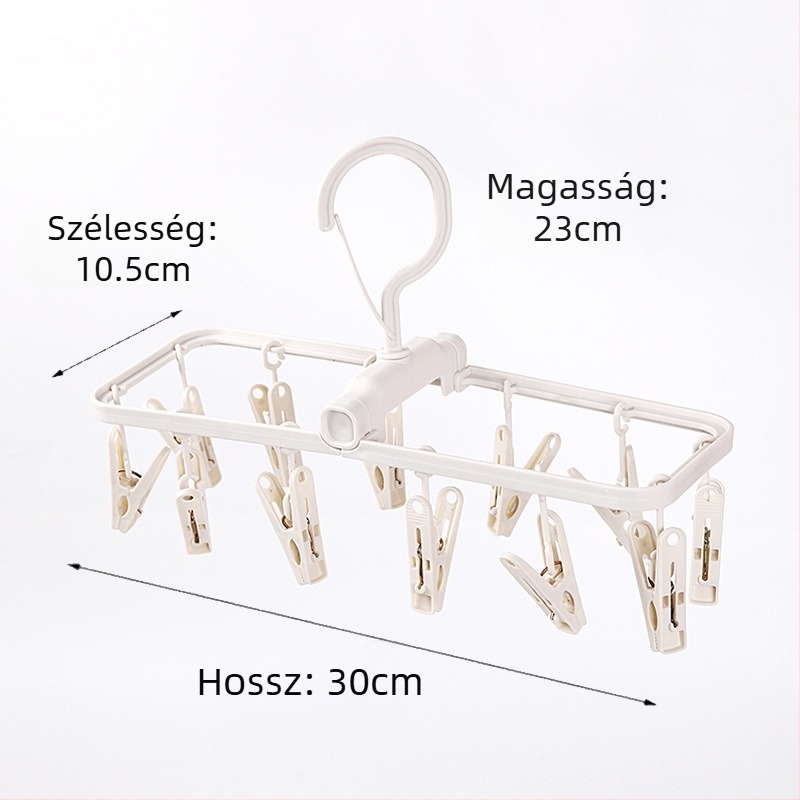 Összecsukható ruhaszárító állvány zoknikhoz, több bilincs, modell DGNYJ-1, műanyag