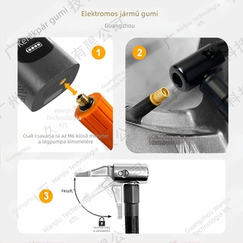Autóba szerelt légpumpa 180W, egyhengeres, digitális kijelző, világítás, több mint 20 perc üzemidő
